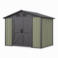Abri de jardin 340 x 319 x 210 cm en acier vert anthracite avec double porte ventilée