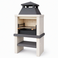 Barbecue fixe 100 x 70 x 210 cm en béton et acier noir beige avec grille réglable
