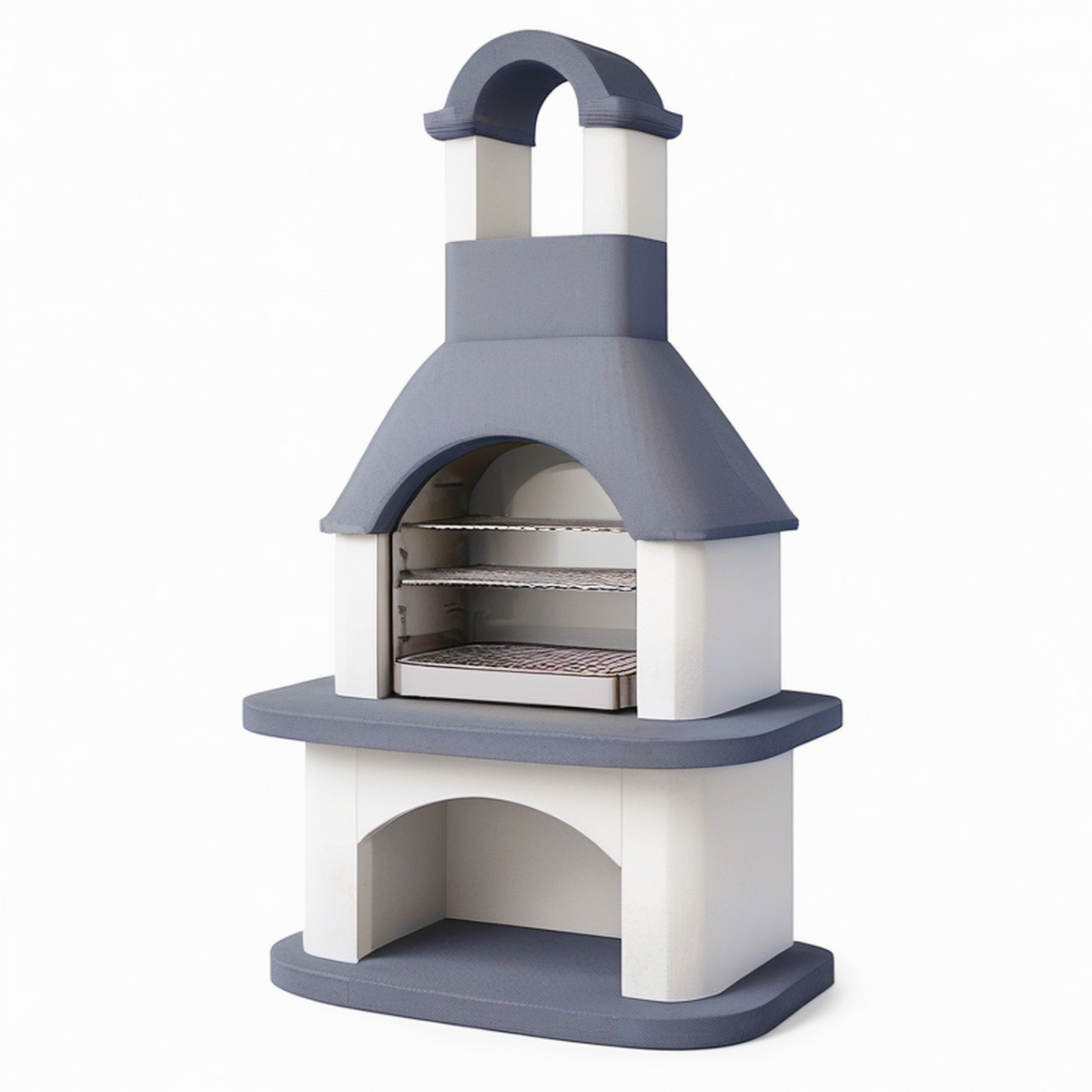 Barbecue extérieur 90 x 70 x 190 cm en béton gris avec grilles en acier inoxydable
