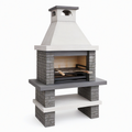 Barbecue fixe de jardin 120 x 70 x 220 cm en béton gris avec grille et cheminée