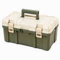 Mallette de rangement 50 x 30 x 25 cm en plastique vert kaki et beige avec poignée portable