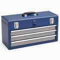 Coffre à outils 52 x 24 x 28 cm en acier bleu à 3 tiroirs portable