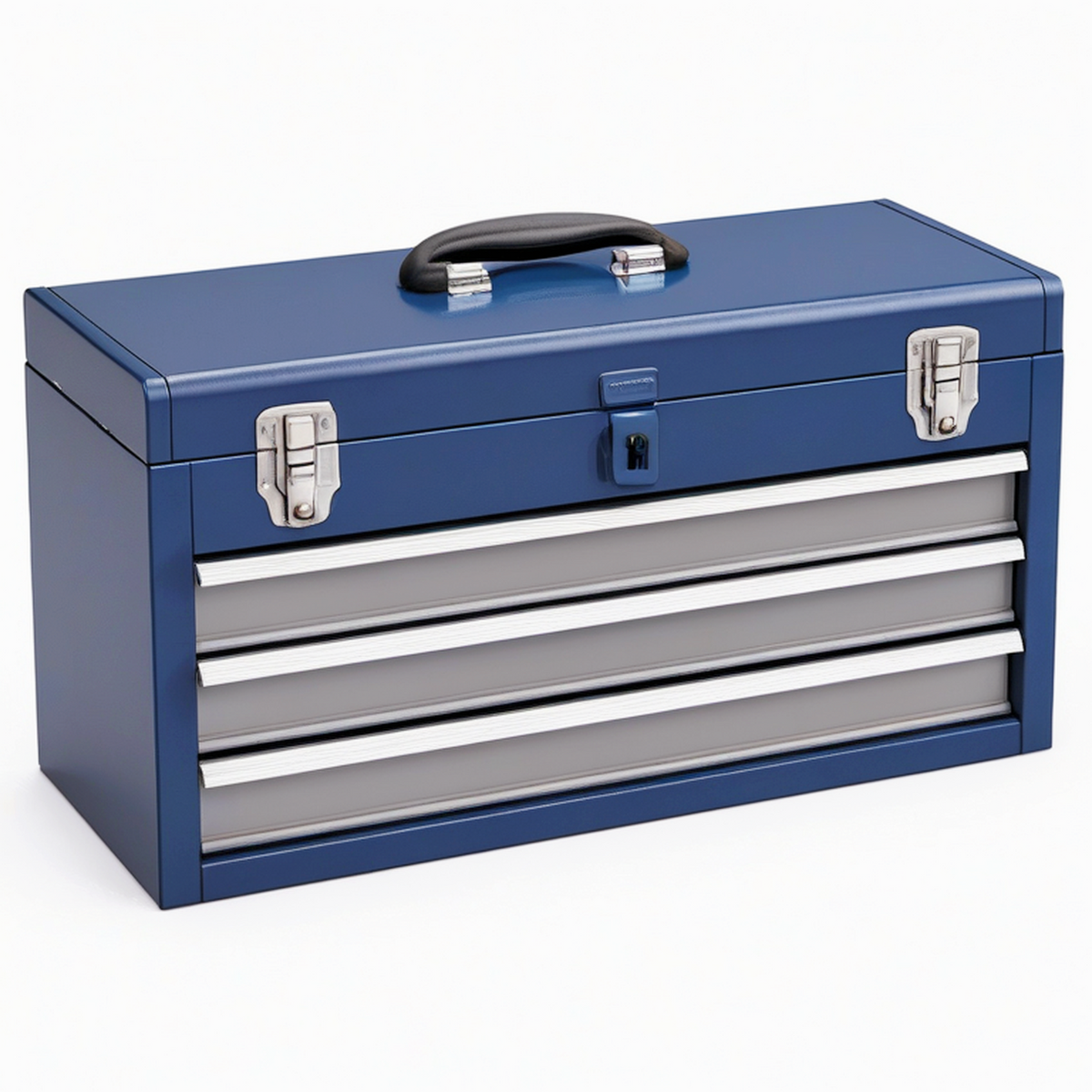 Coffre à outils 52 x 24 x 28 cm en acier bleu à 3 tiroirs portable