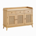 Buffet 140 cm en bois naturel et cannage - rangement style rétro