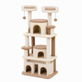 Arbre à chat 60 x 60 x 170 cm en peluche beige et marron avec niches et griffoirs