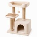 Arbre à chat 50 x 50 x 100 cm en sisal et peluche beige - griffoir avec niche et plateformes