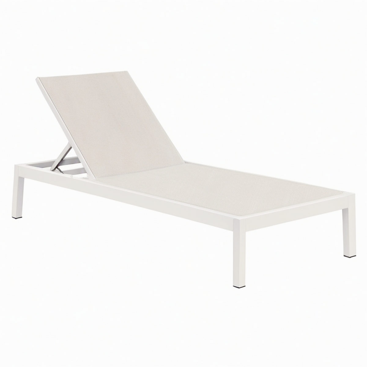 Bain de soleil 195 x 65 x 35 cm aluminium blanc toile beige dossier réglable extérieur