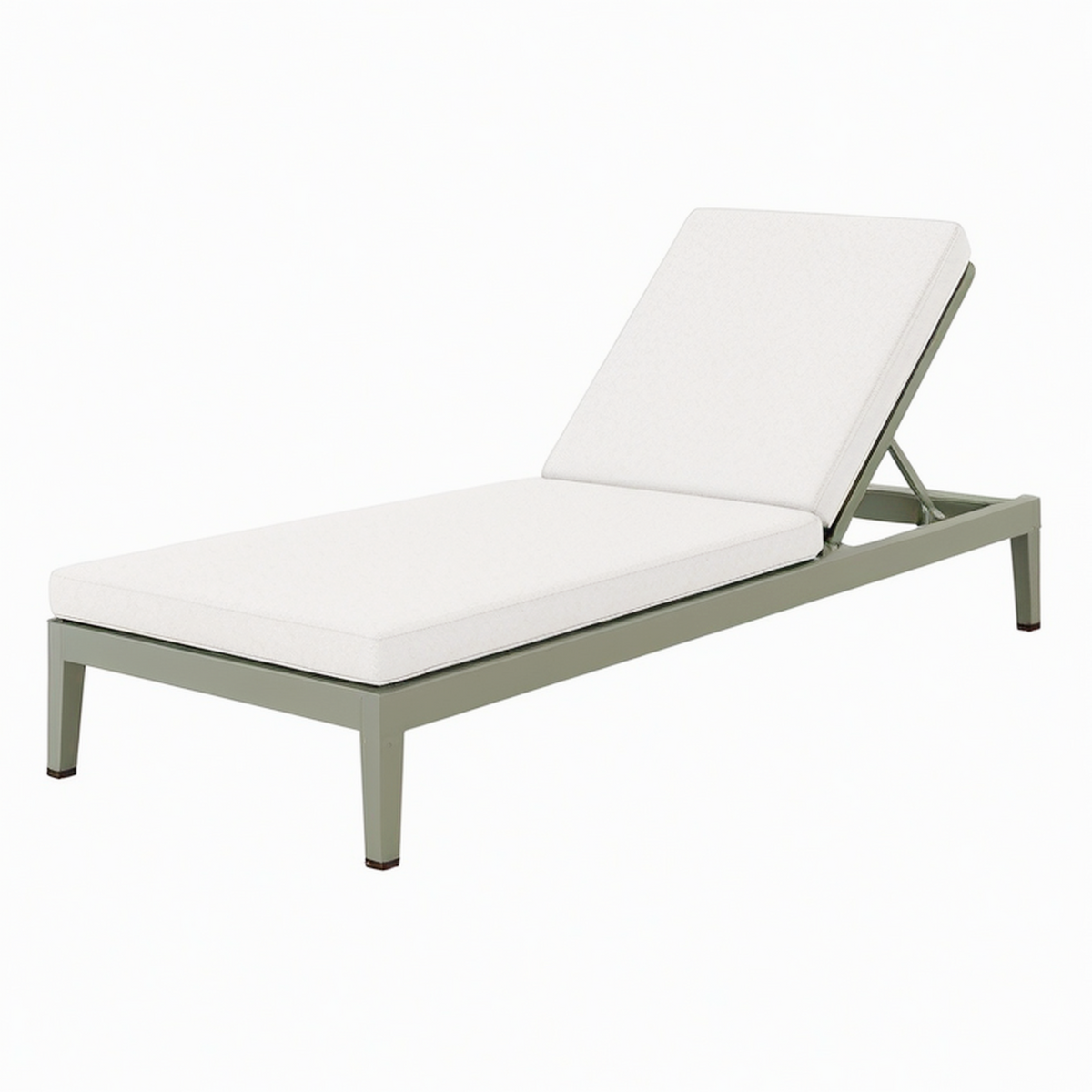 Chaise longue de jardin 200 x 70 cm en aluminium vert avec coussin beige dossier réglable