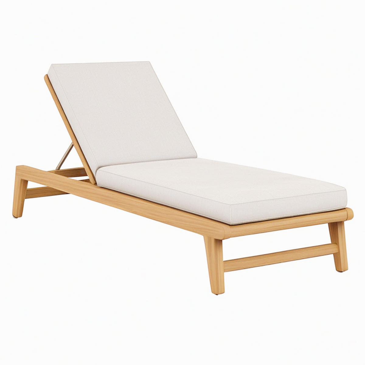 Chaise longue de jardin 200 x 70 cm bois et tissu beige dossier réglable