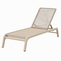 Chaise longue 195 x 65 cm en aluminium et corde beige pour extérieur - dossier inclinable