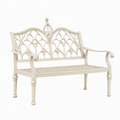 Banc de jardin 121 x 61 x 100 cm en métal ivoire style romantique ajouré