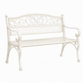 Banc de jardin 2 places 122 x 62 x 96 cm en métal blanc style romantique