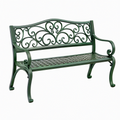 Banc de jardin 122 x 60 x 90 cm en métal vert à volutes décoratives